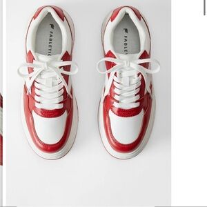 Fabletics Bold Red and White Athletic Shoes